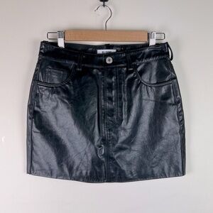 Re/Done | Classic Dark Academia Leather Mini Skirt Dark Brown | 27